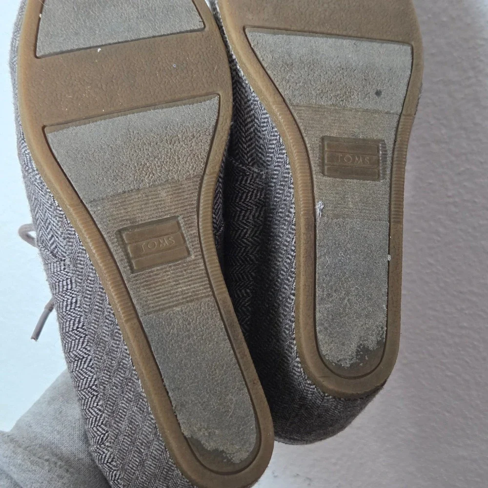 Toms Desert‎ Herringbone Tweed Wedge ankle boots womens size 7.5